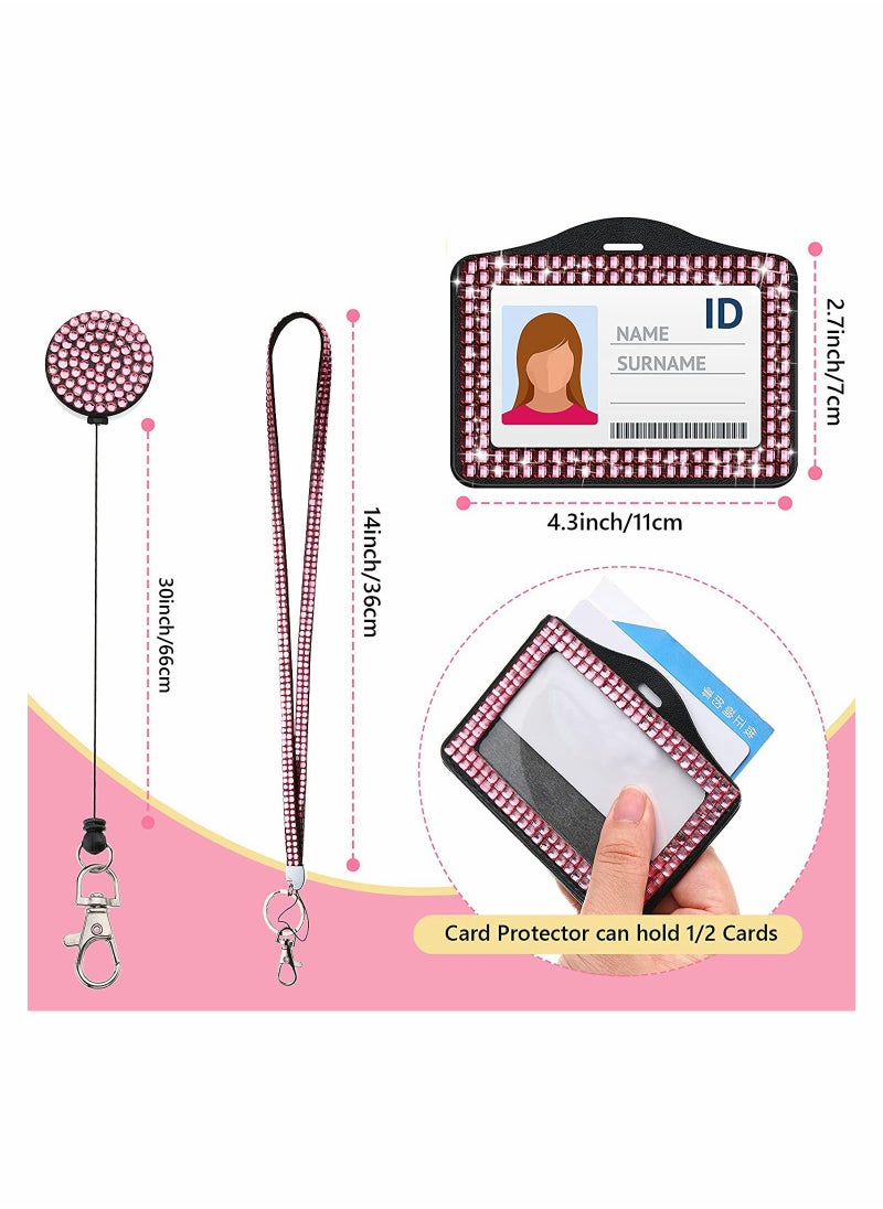 Generic Sparkling Rhinestone Lanyard ID Badge Holder Set - 4 Stylish ID Card Cases for Teachers & Nurses  - Image 5