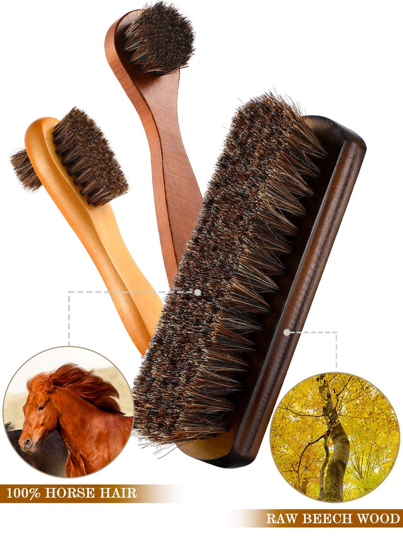 Youngjoy 6 Pieces Horsehair Shine Shoes Brush Kit Polish Dauber Applicators (B) - Image 3