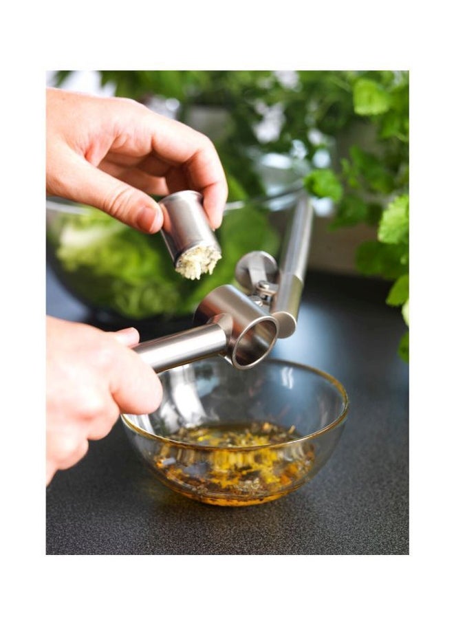Stainless Steel Garlic Press Silver 14cm - Image 2