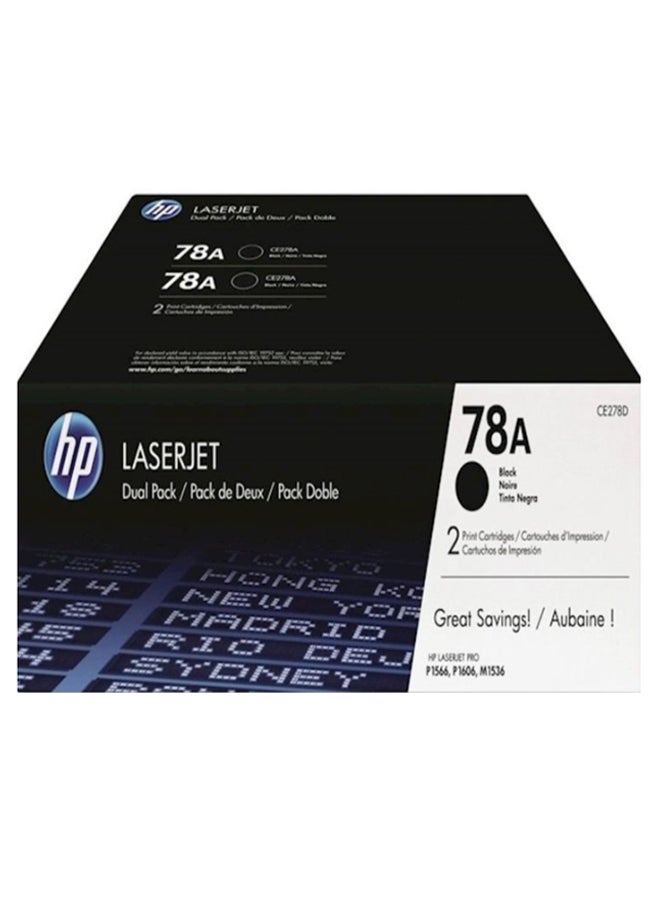 HP طقم خرطوشة حبر تصوير أصلية للطابعة ليزر جيت 78A من قطعتين أسود - Image 1