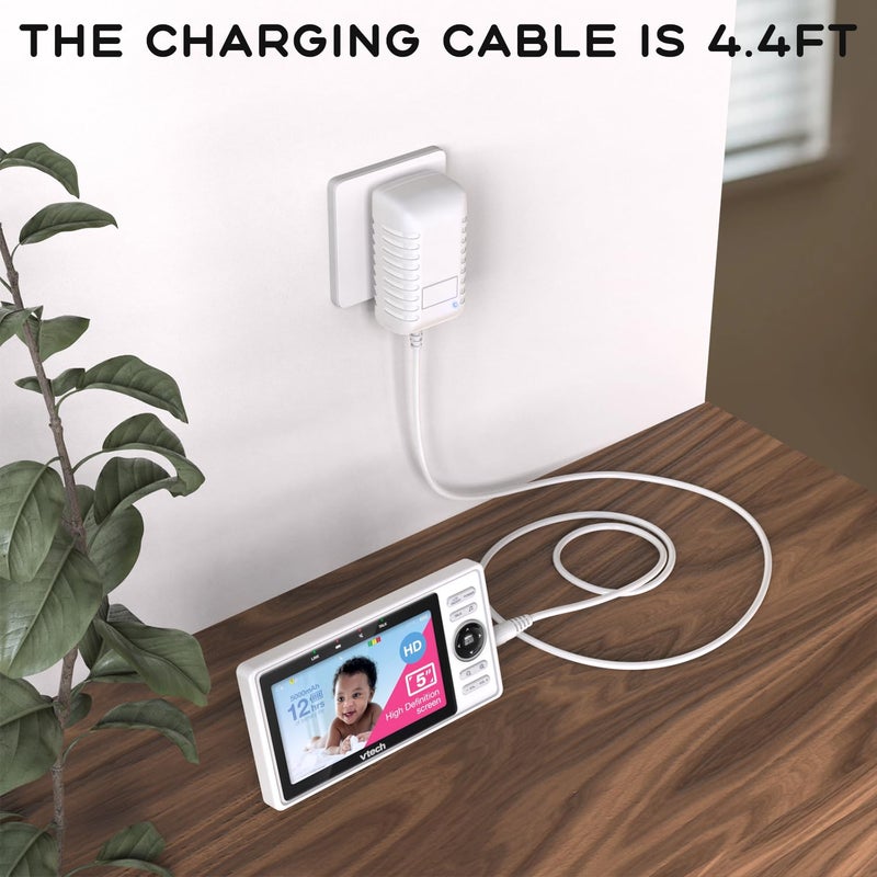 BOEEA 5V Power Cord Compatible with VTech VM901 VM919HD VM919-2HD VM819 VM819-2 PU Baby Monitor Handheld Screen Parent Unit (Not for Baby Unit Cam), Universal Baby Monitor Charger Adapter with 5Ft Cord - Image 4