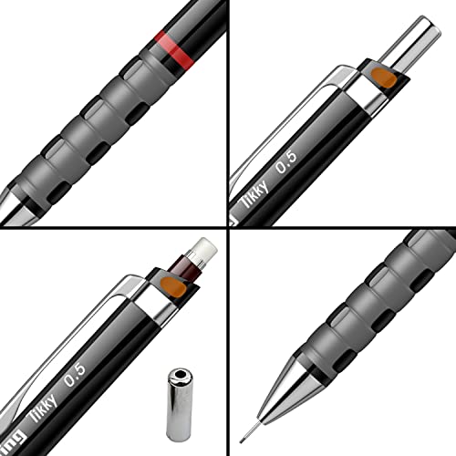 Rotring 0.5mm Mechanical Clutch Lead Pencil | Tikky | for Smooth Writing Drafting Drawing | Black Barrel | Stationery - Image 3