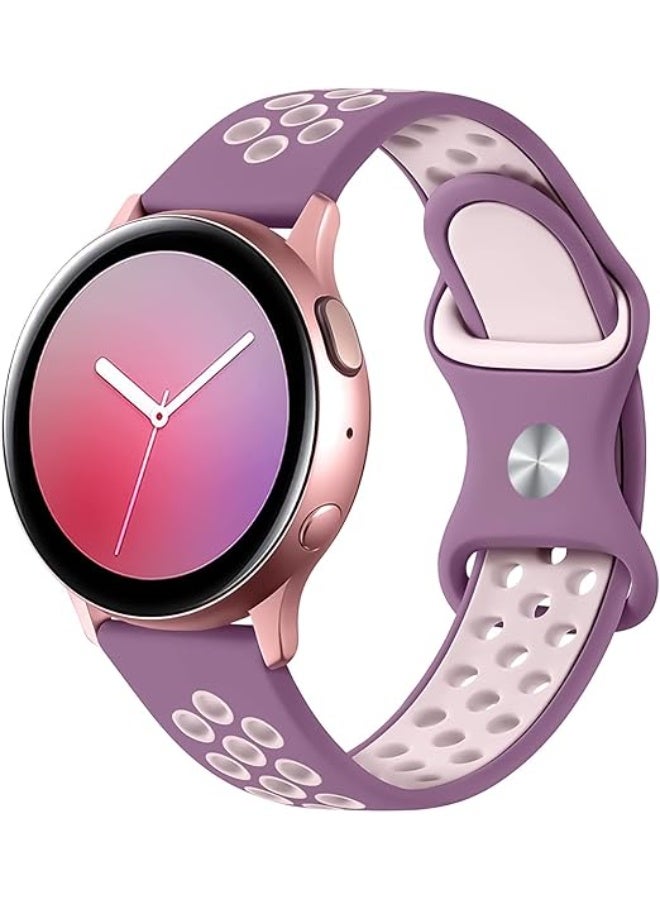 سوار سيليكون بإبزيم 20 ملم لساعة سامسونج جير سبورت/6/5/4 40 ملم 44 ملم/ساعة 6 كلاسيك 43 ملم 47 ملم/5 برو/S2 كلاسيك/أكتيف 2 40 ملم 44 ملم/أمازفيت GTS 2/2e/3/4/2 3 4 ميني/بيب 3/3 برو _ لافندر &وزهري