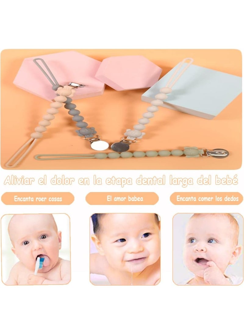 Gonice Pacifier Clip, 4pcs Pacifier Straps, Food Grade Silicone Pacifier Chain