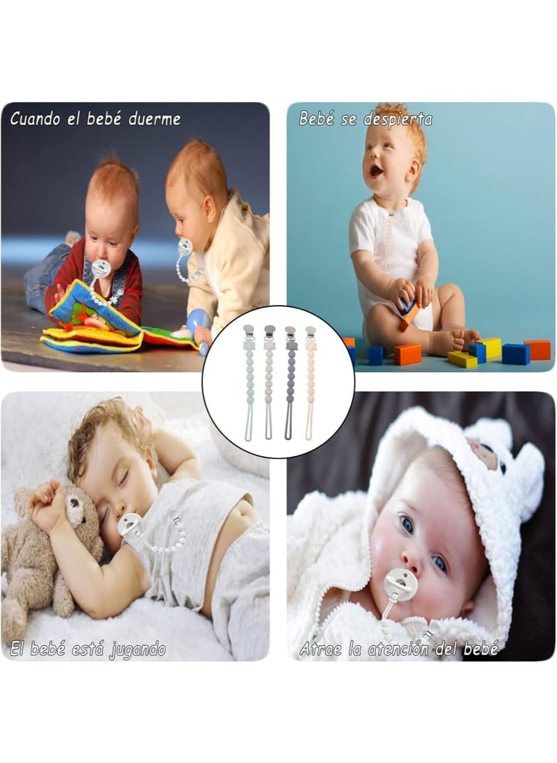 Gonice Pacifier Clip, 4pcs Pacifier Straps, Food Grade Silicone Pacifier Chain