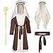 Irtysh Kids Biblical Saint Joseph Costume Jesus Robe Fancy Dress Sherherd Costume Staffs Headwrap Hat Waist Rope SetBrown 140 - Image 2