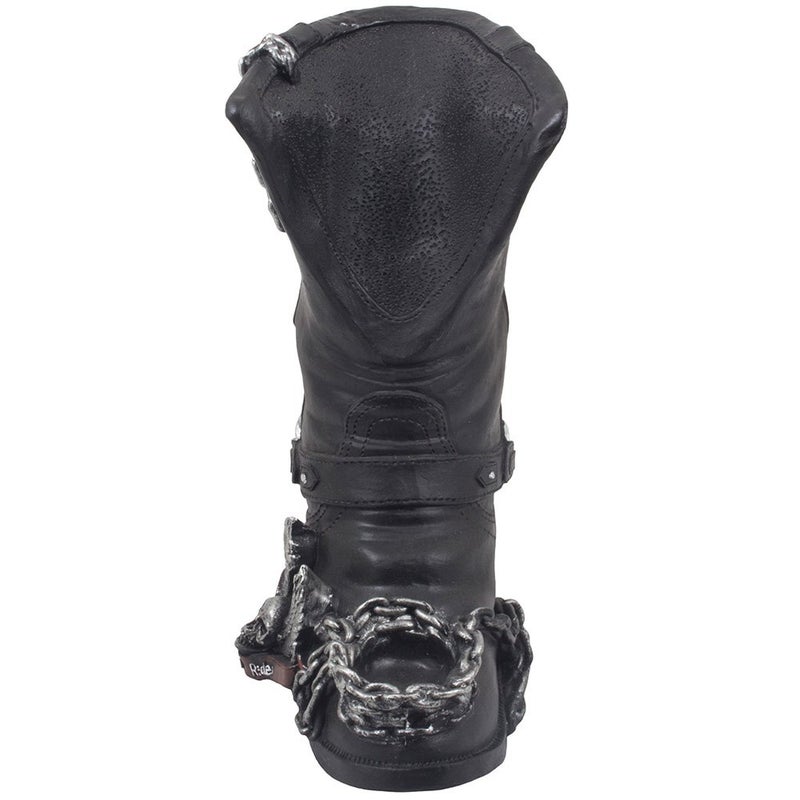 Home 'n Gifts Home 'n Gifts Decorative Black Motorcycle Biker Boot Liquor or Wine Bottle Holder Display Stand with Born to Ride Logo  Skull & Eagle Wings Symbol for Home Bar Decor or Kitchen Counter Wine Racks  - Image 2