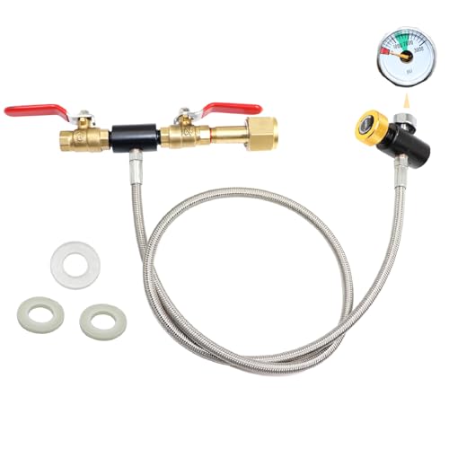 Monkemon CGA320 CO2 Cylinder Refill Adapter Hose, CO2 Refill Station Connector Kit for Filling Blue Soda-maker Tank(CGA320 to TR21-4 Thread, Dual Valve with Gauge) (24 Inch) - Image 1