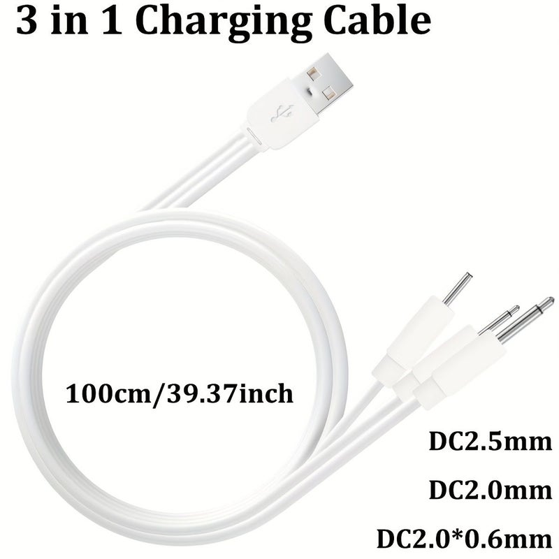 USB 3 In 1 DC Round Head Charging Cable 2 Pcs For Vibrating Massage Stick 30 Inch - Image 1