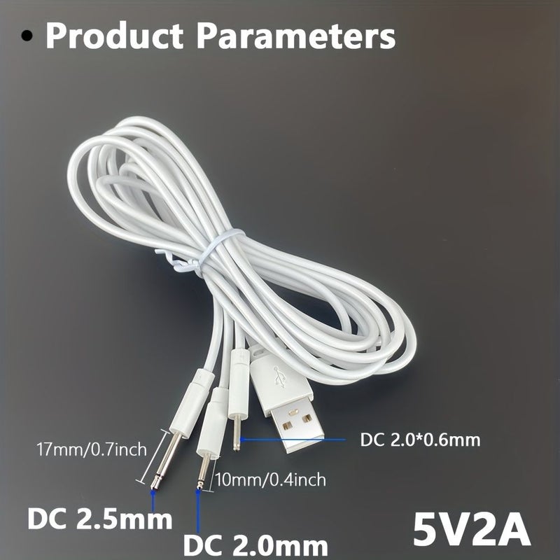USB 3 In 1 DC Round Head Charging Cable 2 Pcs For Vibrating Massage Stick 30 Inch - Image 2