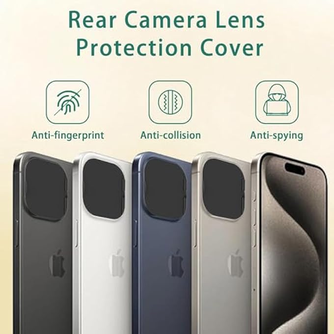 rayihni CAMERA COVER, 2 PCS PHONE WEBCAM CAMERA LENS COVER COMPATIBLE FOR IPHONE 15 PRO/IPHONE 15 PRO MAX, CAMERA LENS PROTECTOR TO PROTECT PRIVACY AND SECURITY, STRONG ADHESIVE (BLACK) - Image 2