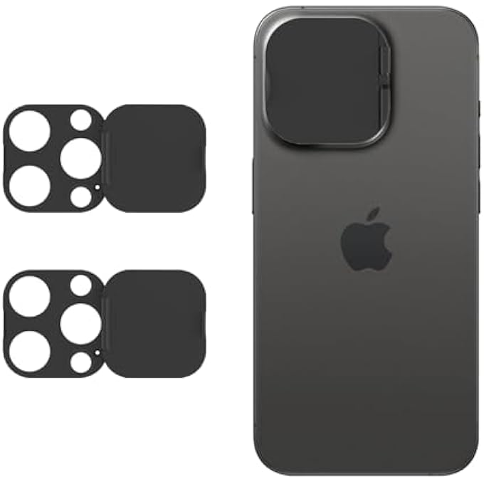 rayihni CAMERA COVER, 2 PCS PHONE WEBCAM CAMERA LENS COVER COMPATIBLE FOR IPHONE 15 PRO/IPHONE 15 PRO MAX, CAMERA LENS PROTECTOR TO PROTECT PRIVACY AND SECURITY, STRONG ADHESIVE (BLACK) - Image 1