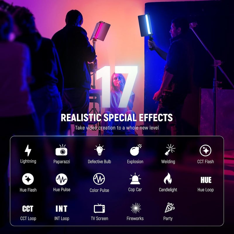 Neewer NEEWER RGB1 LED Tube Light Stick with Metal Barndoor, Handle, Touch Bar / APP Control, Magnetic Handheld RGB Video Light, 3200K–5600K CRI98+ Dimmable, with 6400mAh Battery  - Image 4