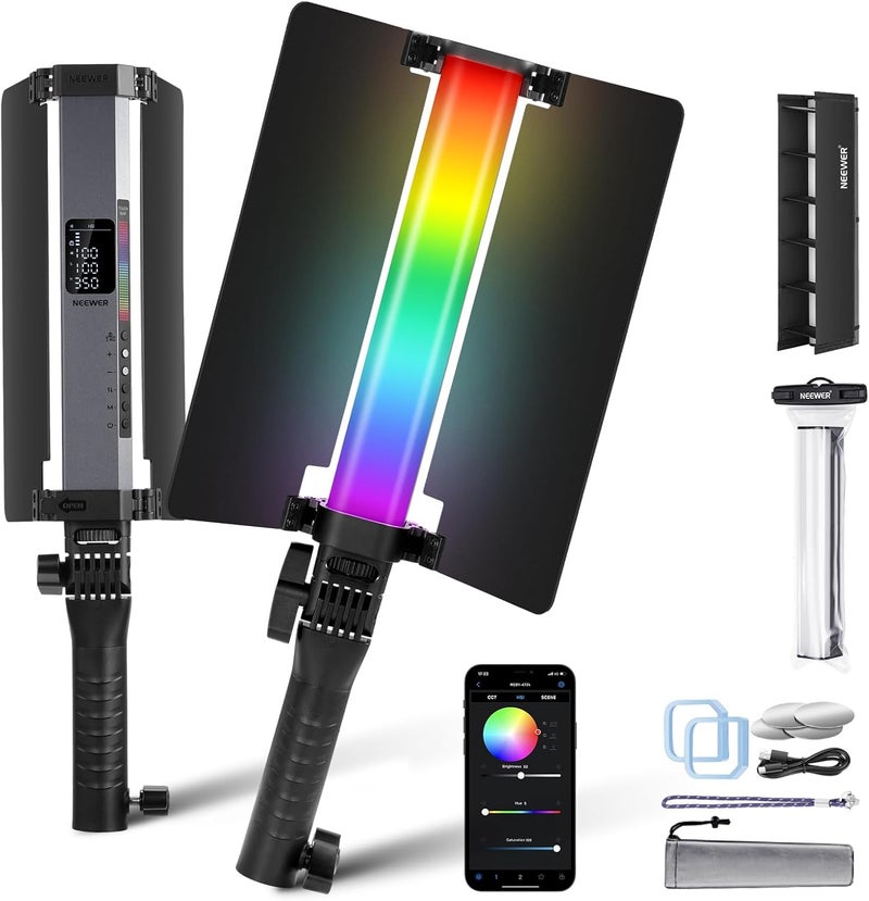 Neewer NEEWER RGB1 LED Tube Light Stick with Metal Barndoor, Handle, Touch Bar / APP Control, Magnetic Handheld RGB Video Light, 3200K–5600K CRI98+ Dimmable, with 6400mAh Battery  - Image 1