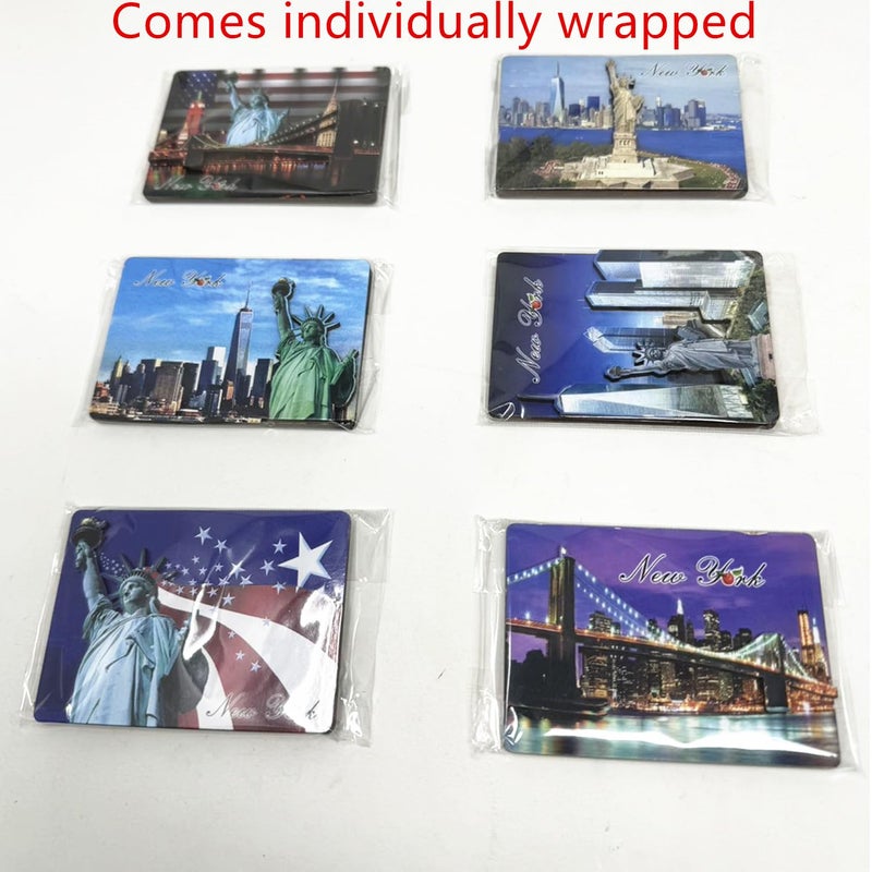 TSY TOOL 6 Pack of New York City 3D Effect Souvenir Fridge Magnets Set, NYC Bridge, Statue of Liberty, U.S.A Flag, etc. Home Decoration Accessories (3.5" x 2.5") - Image 5