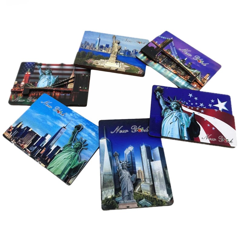 TSY TOOL 6 Pack of New York City 3D Effect Souvenir Fridge Magnets Set, NYC Bridge, Statue of Liberty, U.S.A Flag, etc. Home Decoration Accessories (3.5" x 2.5") - Image 2