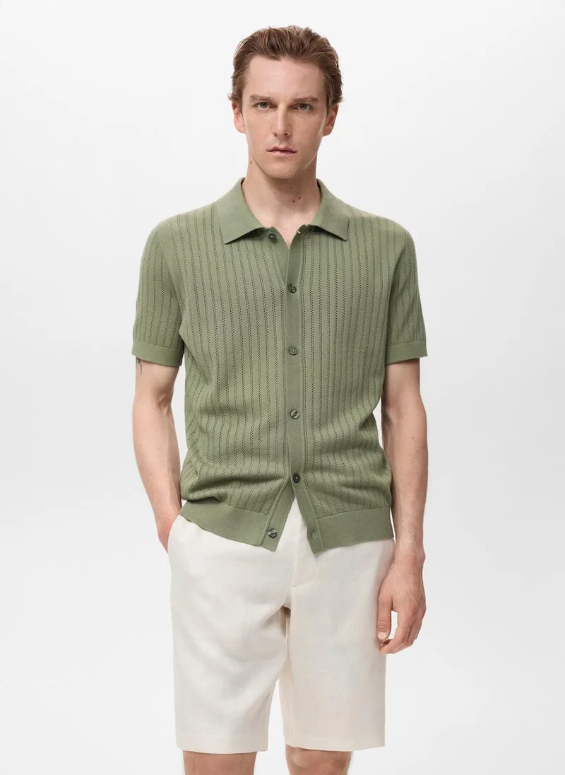 Mango Man Slim-fit linen bermuda shorts