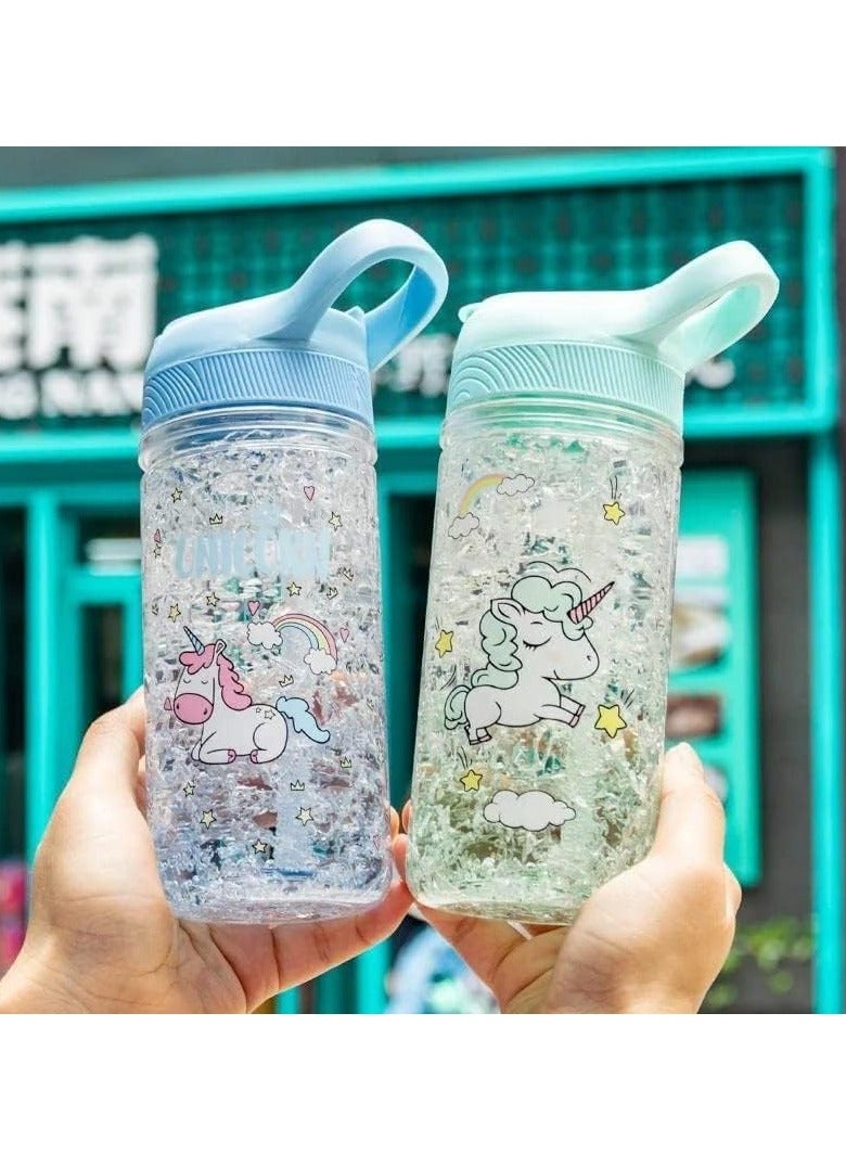 Zikra Water Bottles for Unicorn Bottle with Straw and Safety lock 400ML/13.5oz School Kids Green - Image 4