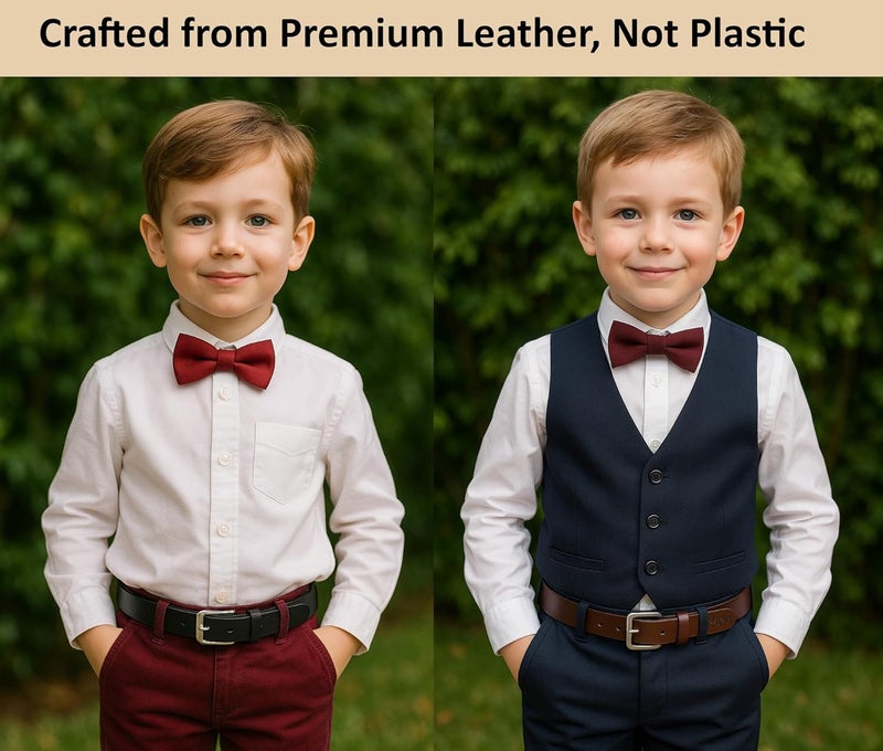 Flyer Boys Belt Pack of 2 – Black & Brown Genuine Leather Belts with Adjustable Buckle Wear for School Uniform, Jeans, Formal & Casual belt combo BL-BR-4579 - Image 3