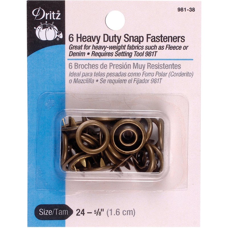 Dritz 981-38 Heavy Duty Snap Fasteners, Antique Brass, Size 24 (5/8-Inch) 6-Count - Image 5