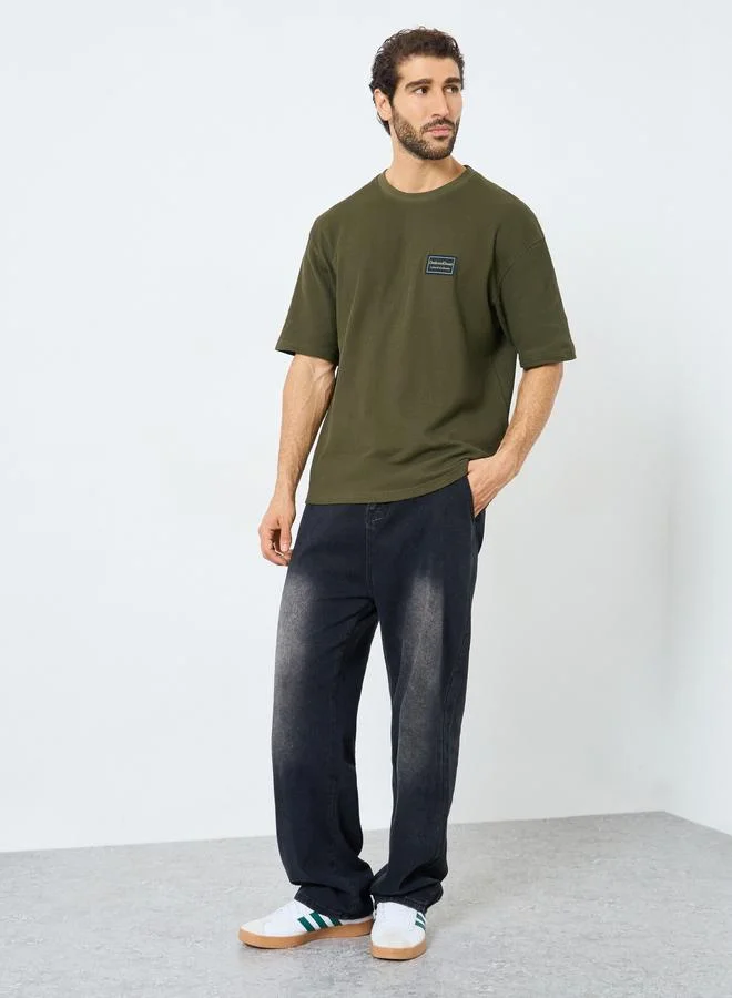 Styli Ribbed Waffle Knit Regular Fit T-Shirt