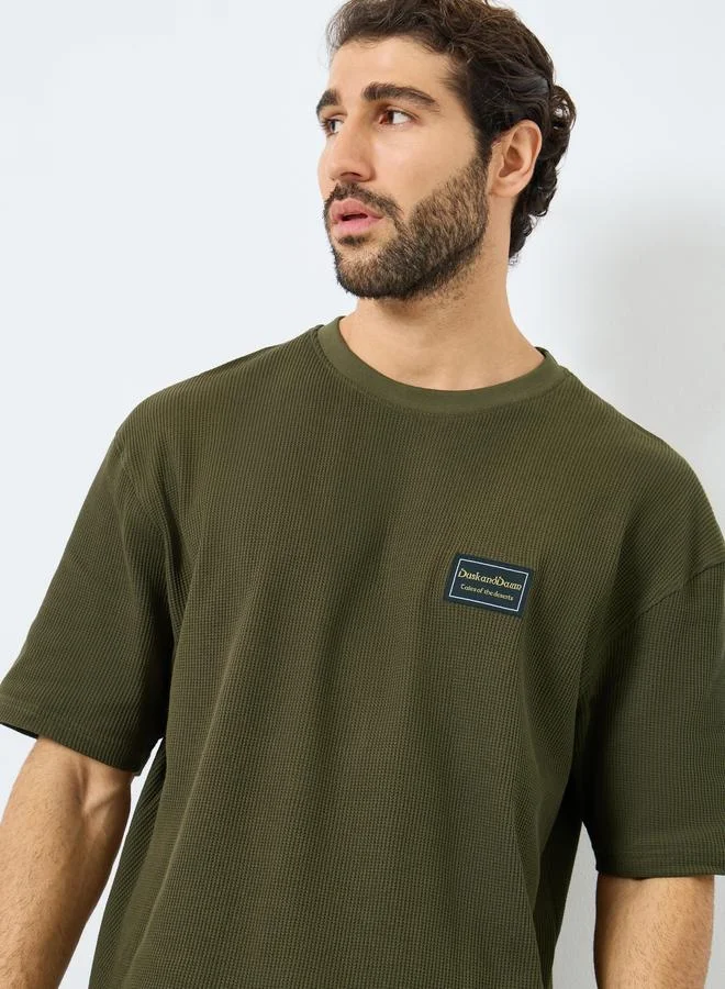 Styli Ribbed Waffle Knit Regular Fit T-Shirt