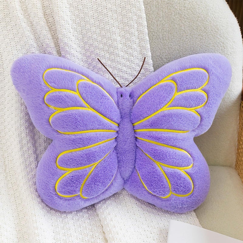 PEACH CAT Butterfly Pillow Decorative Butterfly Shaped Throw Pillows 16 x 12 Soft Plush Cushion Decor for Bedroom Living Room Couch Sofa Purple - Image 2