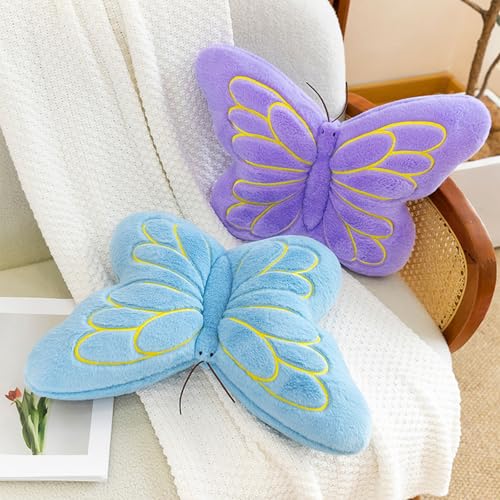 PEACH CAT Butterfly Pillow Decorative Butterfly Shaped Throw Pillows 16 x 12 Soft Plush Cushion Decor for Bedroom Living Room Couch Sofa Purple - Image 3