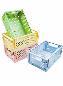 KASTWAVE 4 Pack Baskets Plastic for Shelf Home Kitchen Storage Bin Organizer, Stacking Folding Storage Baskets for Bedroom Bathroom Office  - Image 1