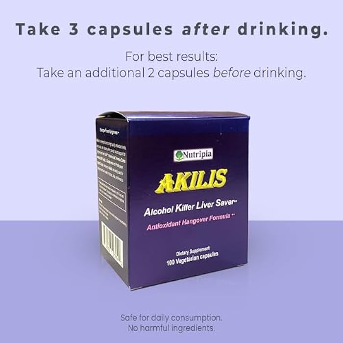 Nutripia Akilis Liver Support Pills (100 Vegi Caps, 33 Doses) – Boosts Recovery After Drinking for Better Mornings, with Hovenia Dulcis (DHM), Milk Thistle, Prickly Pear, 16 Ingredients - Image 2