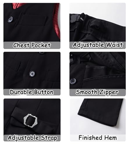 SaiLiiny Boys 4 Pieces Black Suits Slim Fit Outfits Vest Sets Formal Dresswear for Boy Suit Size 7 - Image 3