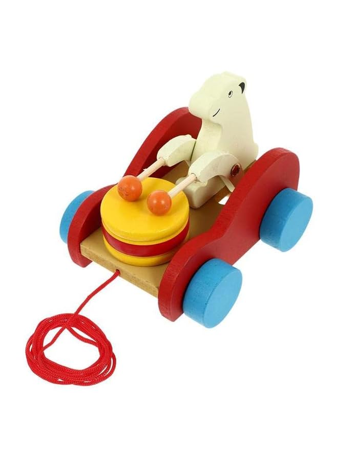 IAF bear pull toy pull wheel wooden toy Pull along baby car toy for toddlers - Image 1