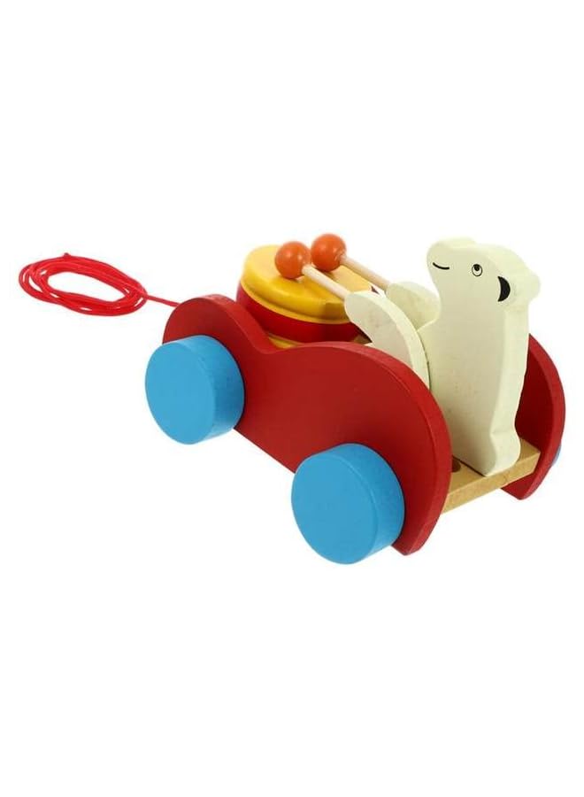 IAF bear pull toy pull wheel wooden toy Pull along baby car toy for toddlers - Image 2