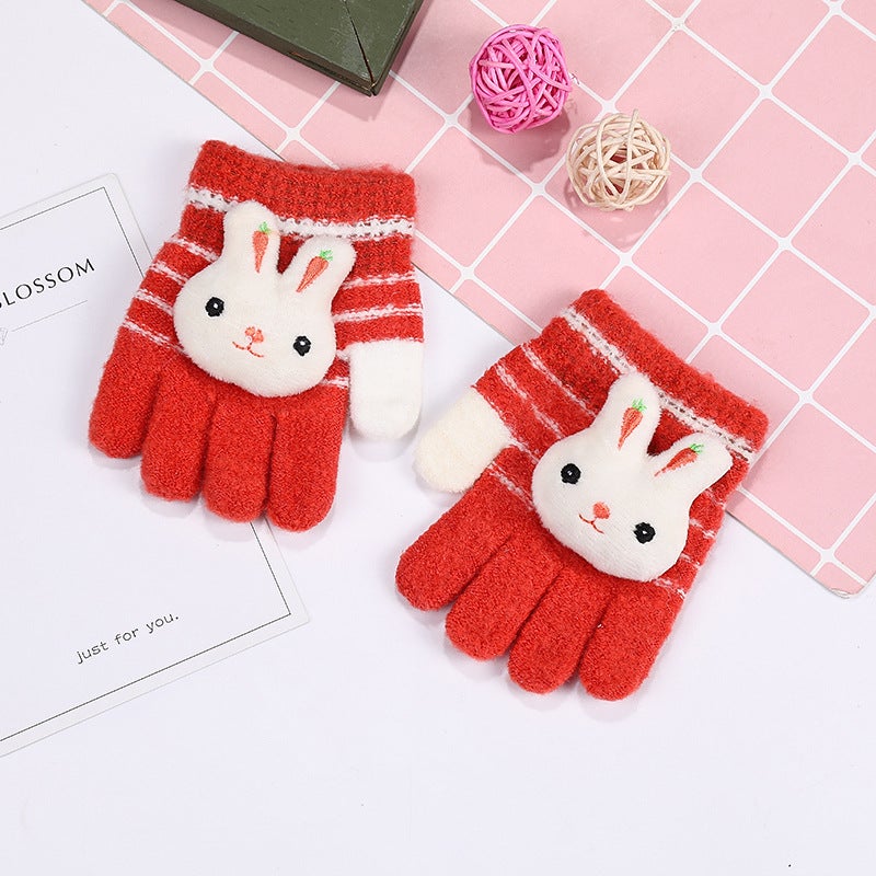 Kids Winter Gloves 2-5 Years Unisex Half-Finger Thermal Orange full finger 