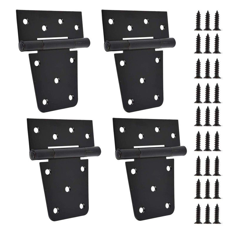 TamBee Black Gate Hinges Shed Hinges Heavy Duty Gate Hinges for Wooden Fences Barn Door Hinges for Wood Outdoor 3.5inch with Screws (Pack of 4) - Image 1