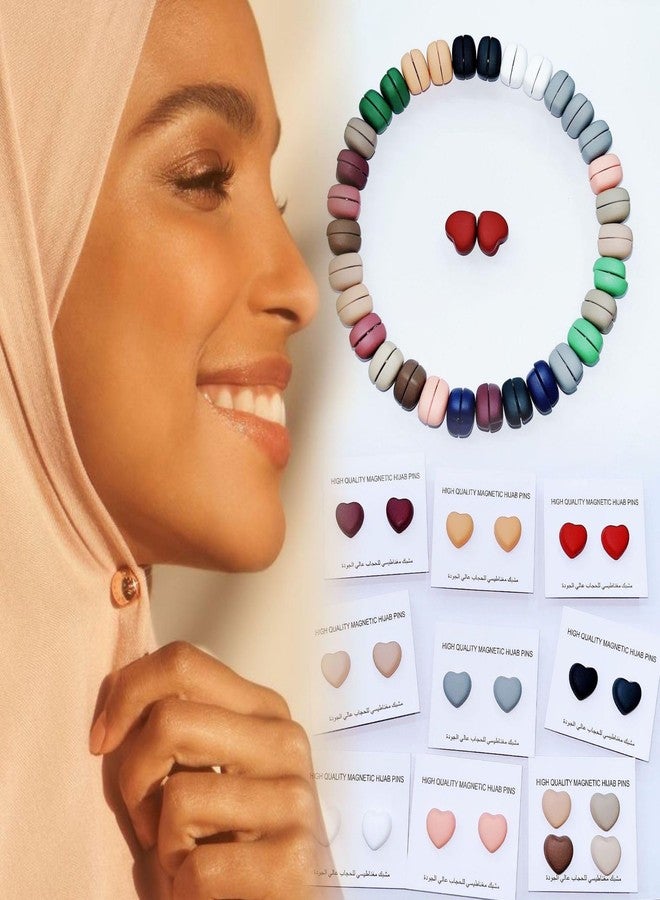 Rinpoche 2 Pair Hijab Magnetic Pins,Colorful Heart Shaped Magnetic Hijab Pins Buttons for Women,Scarf Pins Commercial Magnetic Hijab Pins for Clothing and Scarf,Scarf Clips for Women-Mix Color, Metal - Image 3