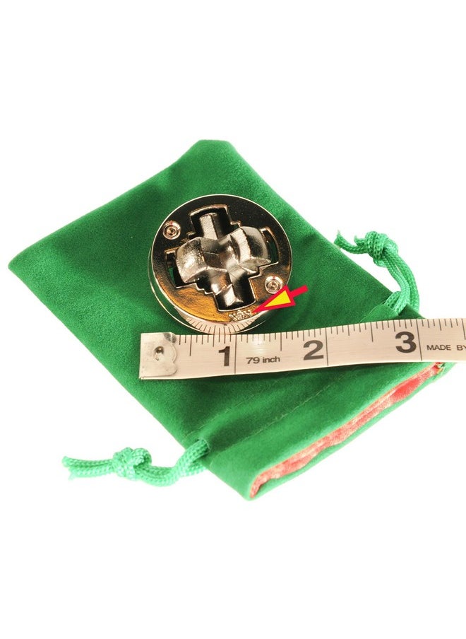 Deluxe Games and Puzzles Hex Hanayama Puzzle, Level 3 Difficulty, New In 2023, With Green Velveteen/Red Satin Lined Drawstring Pouch  - Image 4