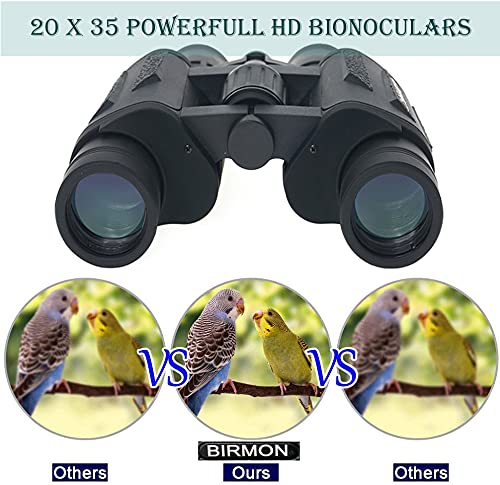 BIRMON 20x35 HD Binocular for Long Distance with Bag | Green Eyepiece | Adjustable Lens for Clear Vision | Professional Adults Telescopic Durbin for Bird Watching Trekking Binocular (Black Color - 1 Pcs.) - Image 3