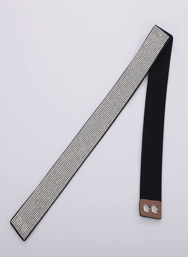 جموريت حزام جومرت المرصع بأحجار الراين المصنوع من جلد البولي يوريثان، حزام خصر مطاطي لامع مرصع بالكريستال، حزام واسع مزين بالترتر لحفلات النساء والفتيات (النمط 9) - Image 4