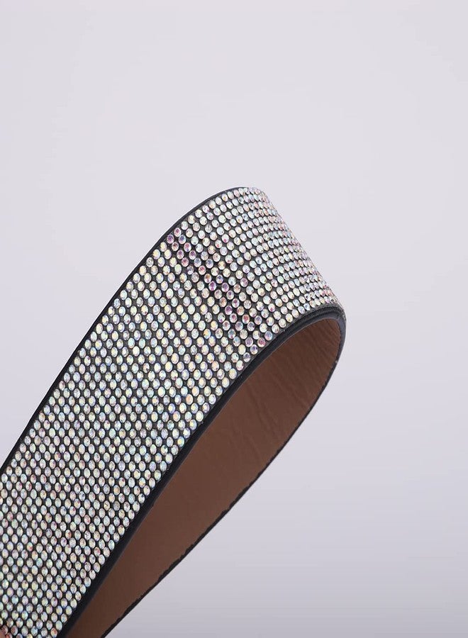 جموريت حزام جومرت المرصع بأحجار الراين المصنوع من جلد البولي يوريثان، حزام خصر مطاطي لامع مرصع بالكريستال، حزام واسع مزين بالترتر لحفلات النساء والفتيات (النمط 9) - Image 5