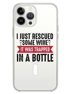 Magnetic Case for iPhone 14 Pro 6.1-inch Compatible with MagSafe Wireless Charging, Shockproof Phone Bumper Cover Wine trapped in bottle black copy