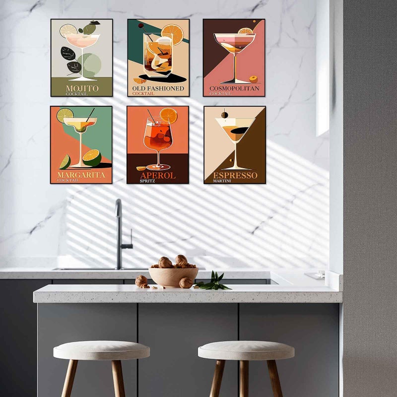 Ycydilirab 6 Pack Diamond Art Kits For Adults Cocktail 5D Diamond Painting Kits For Adults Diy Gem Painting Perfect For Gifts And Home Wall Decor 10X12Inch - Image 3