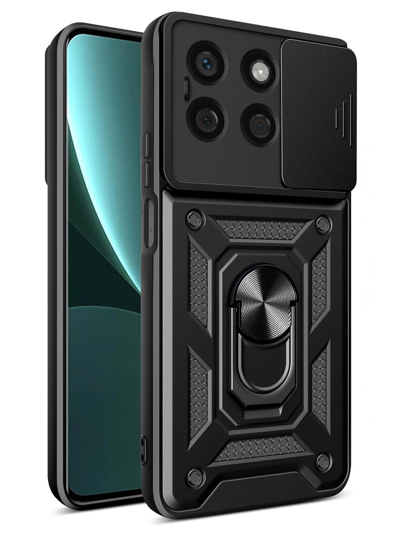 الهاتف المحمول حالة المجد X6B 4G ، انزلاق الكاميرا عدسة تغطية + 360 درجة قوس الدورية خاتم + دعم المغناطيسي سيارة الهاتف المحمول حالة المجد X6B ، أسود - Image 1