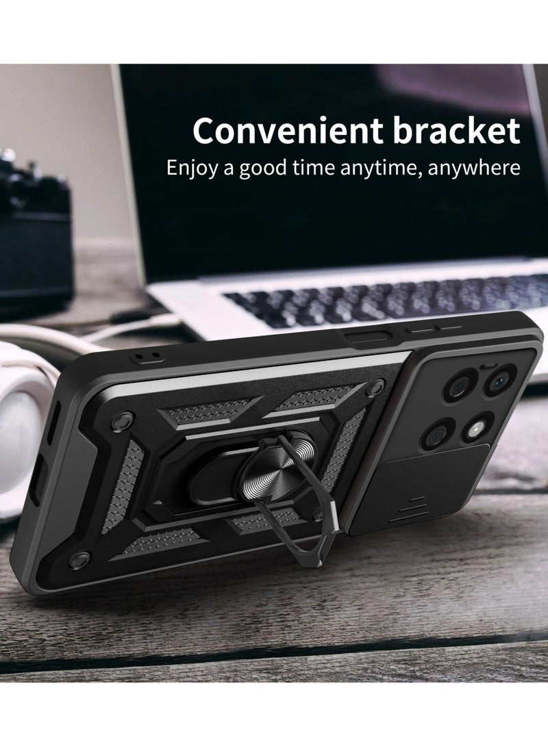 الهاتف المحمول حالة المجد X6B 4G ، انزلاق الكاميرا عدسة تغطية + 360 درجة قوس الدورية خاتم + دعم المغناطيسي سيارة الهاتف المحمول حالة المجد X6B ، أسود - Image 4