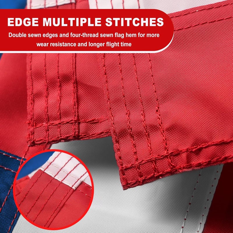 JOYAONE American Flags 4x6 Outdoor Use,Non Fading American Flags for Outside, American Flag Outdoor Heavy Duty, American Flag Longest Lasting,US Flag Embroidered Stars, Brass Grommets Sewn Stripes - Image 3