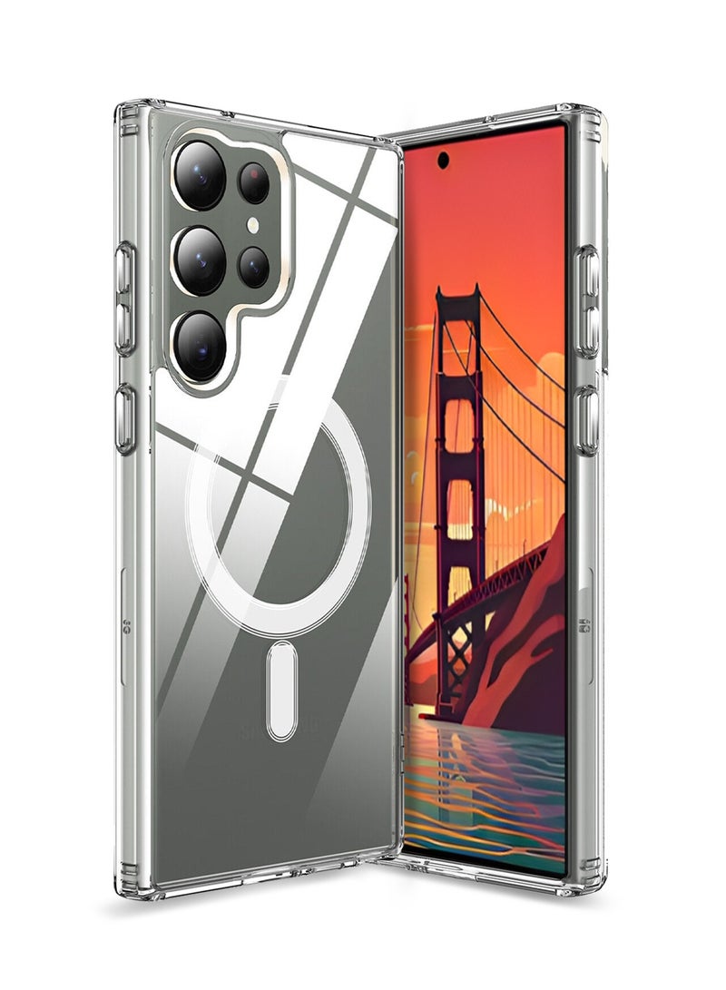 Wtech Magnetic Slim Transparent Flexible TPU Shockproof Magsafe Back Phone Case Cover For Samsung Galaxy S24 Ultra 5G 2024 Clear  - Image 1
