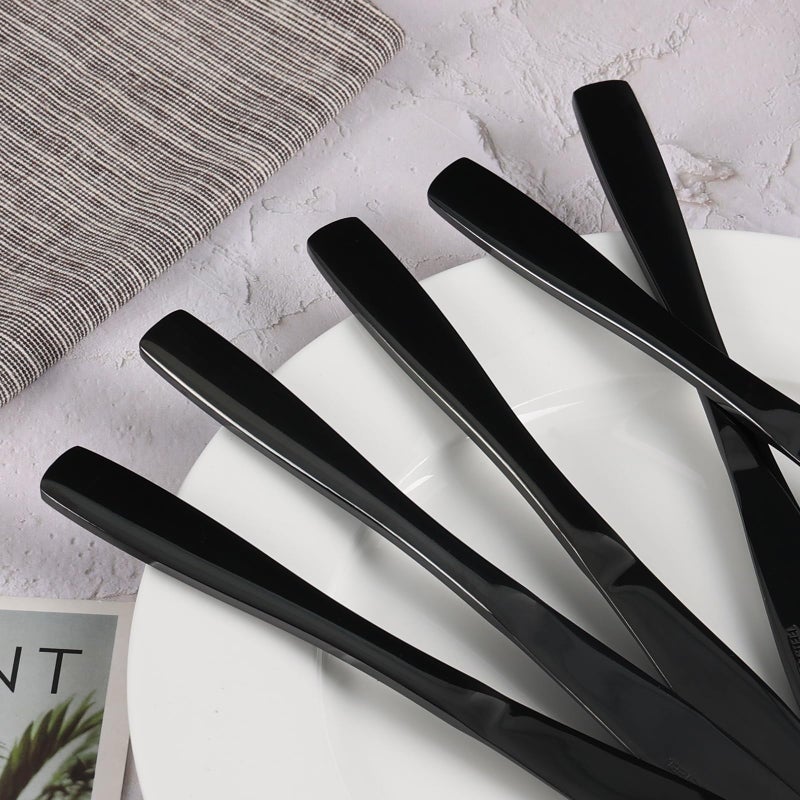 Vababa 16-Piece Mirror Finish Stainless Steel Dinner Knives, Cutlery Dinner Knives, Black - Image 4