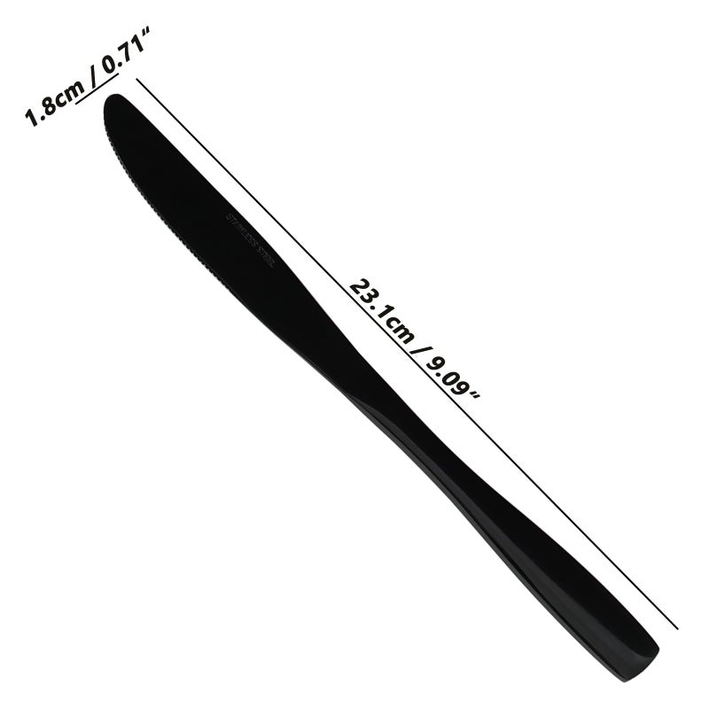 Vababa 16-Piece Mirror Finish Stainless Steel Dinner Knives, Cutlery Dinner Knives, Black - Image 2