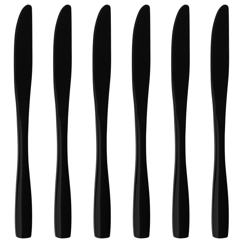 Vababa 16-Piece Mirror Finish Stainless Steel Dinner Knives, Cutlery Dinner Knives, Black - Image 1