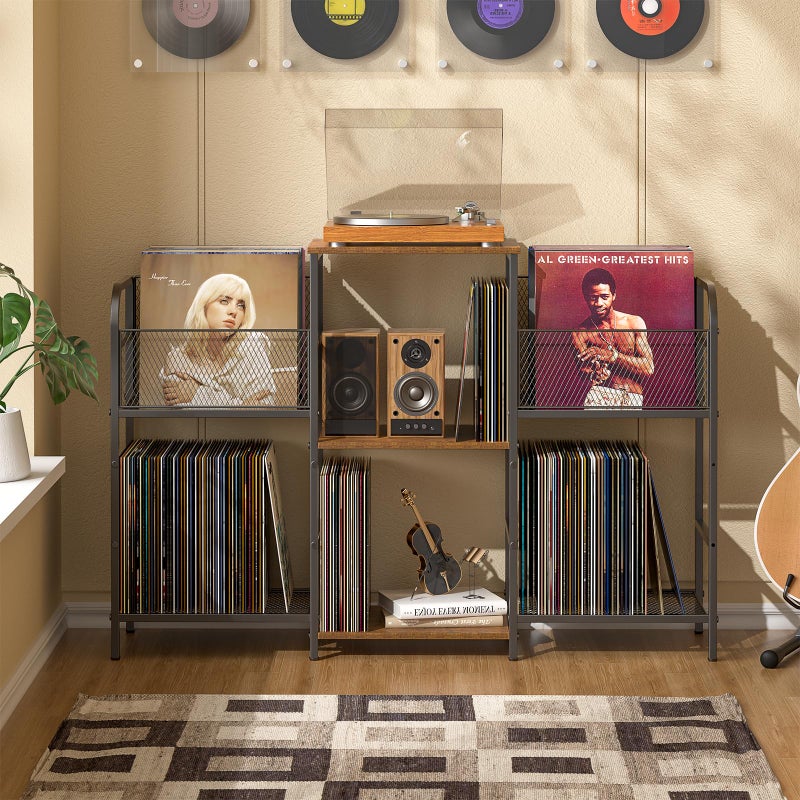 3IngSeagulls Record Player Stand with Vinyl Storage, Record Storage for 350+ Albums, Tuntable Stand with Record Holder for Living Room, Record Holder Vinyl Display Shelf - Image 5